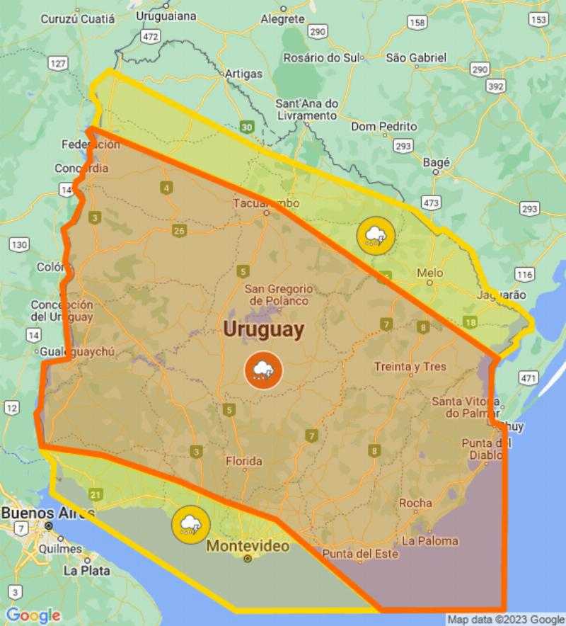 В Инумете продлено оранжевое предупреждение и объявлено двойное желтое предупреждение о сильных штормах и ливнях.