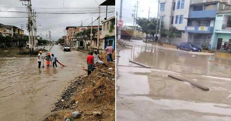 В Тумбесе дождь шел более 5 часов: из-за сильного ливня улицы города затоплены