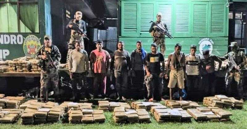 Loreto: 7 Colombian and 1 Brazilian drug traffickers captured with 1.5 tons of marijuana