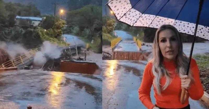 Puente se derrumba en vivo durante el discurso de una alcaldesa en Brasil