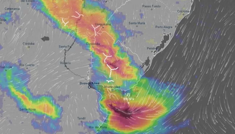Глубокий и потенциально сильный циклон обрушится на Уругвай и вызовет «волну штормов», сообщает Metsul.