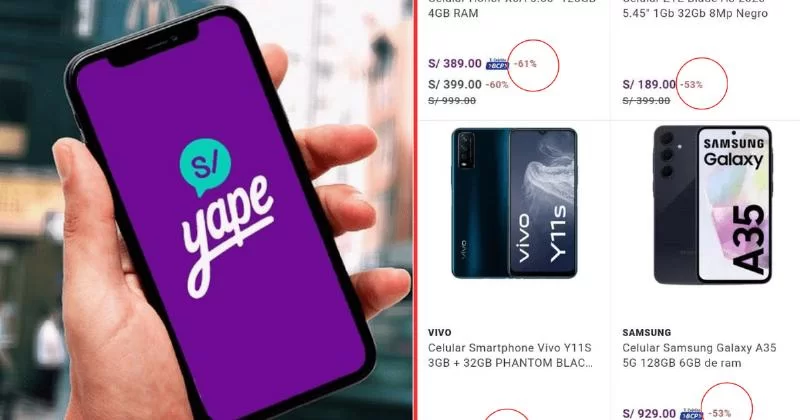 Yape продает мобильные телефоны со скидкой более 50% таких брендов, как Apple, Samsung, Huawei и других.