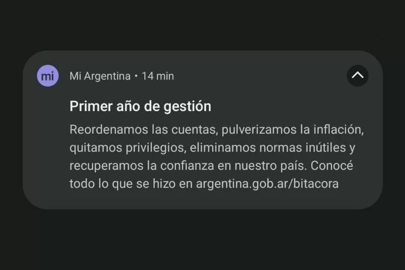 Правительство использовало приложение My Argentina, чтобы отправить политическое послание в годовщину инаугурации Хавьера Милея.