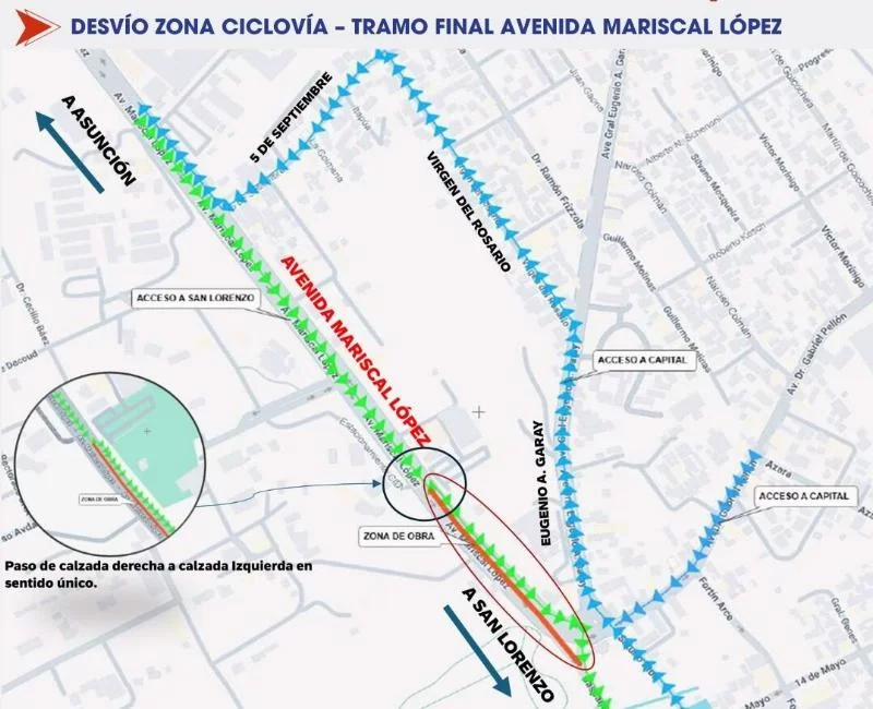 Участок улицы Марискаль Лопес закрыт на 30 дней с сегодняшнего дня