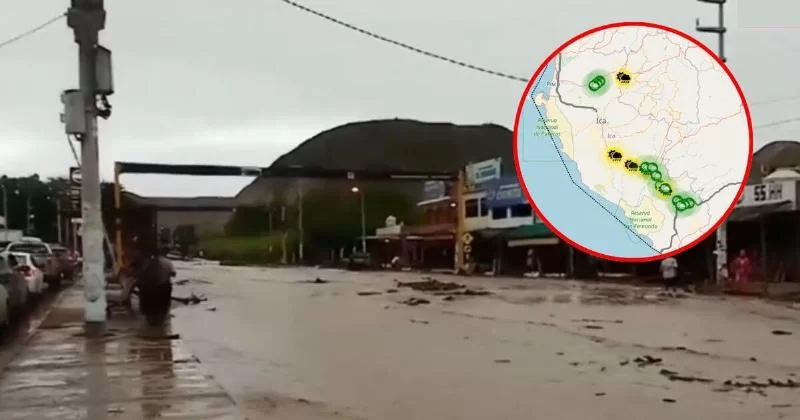 Река Эль-Ингенио в Ике вышла из берегов и повлияла на движение по трассе Panamericana Sur после усиления дождей